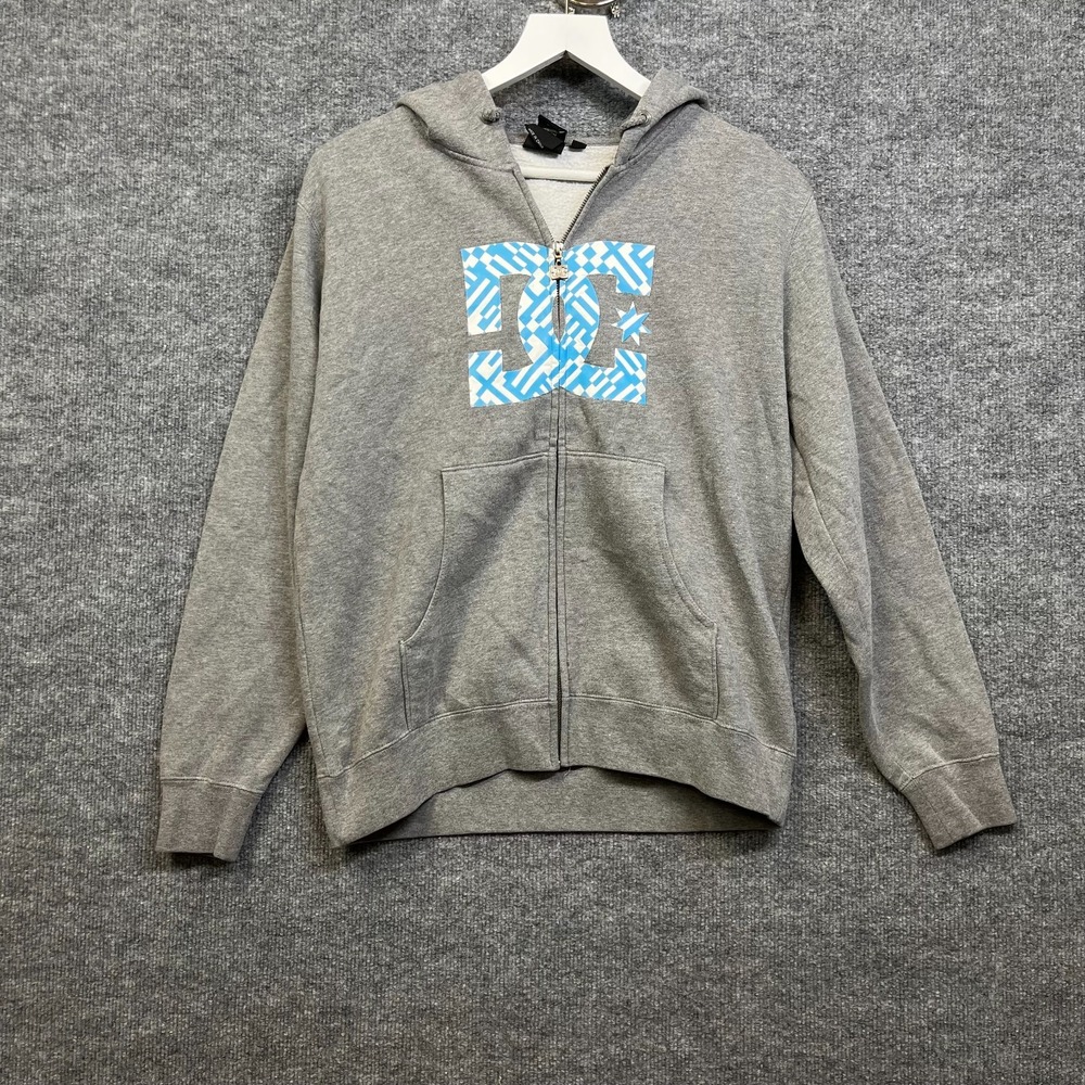 DC Shoes Full Zip Hoodie Mens M Gray Good Vintage Fleece Graphic Skateboard